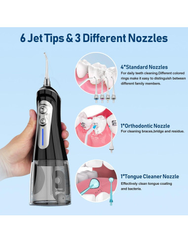 Irrigador Oral Inalámbrico NBGRLVS 320ml - 6 Modos Ajustables