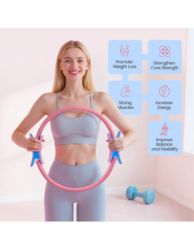 Kit de Pilates en Casa Sobre la Vida PR-01 Rosa - Anillo 35.56 cm, Bandas y Pelota