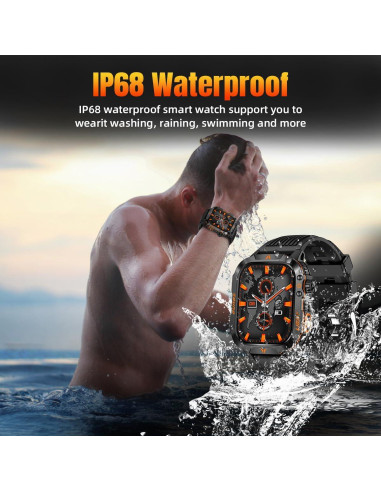 Reloj Inteligente Militar QTLLBT Negro IP68 Monitoreo Salud