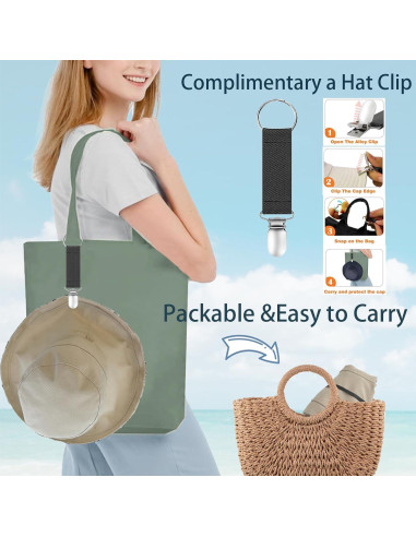 Sombrero de Sol Reversible Vidsel para Mujeres Ala Ancha UV50+