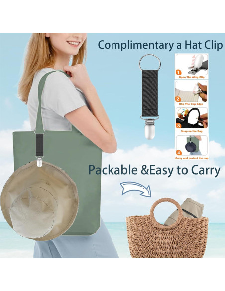 Sombrero de Sol Reversible Vidsel para Mujeres Ala Ancha UV50+