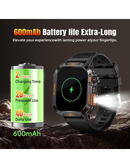 Reloj Inteligente Militar QTLLBT Negro IP68 Monitoreo Salud