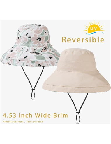 Sombrero de Sol Reversible Vidsel para Mujeres Ala Ancha UV50+