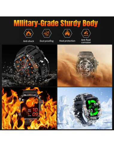 Reloj Inteligente Militar QTLLBT Negro IP68 Monitoreo Salud