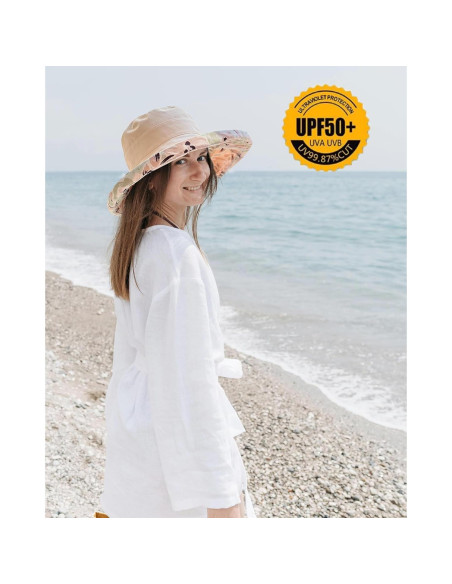Sombrero de Sol Reversible Vidsel para Mujeres Ala Ancha UV50+