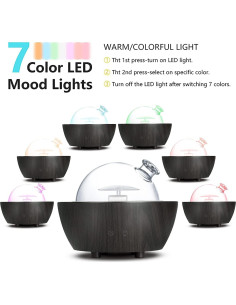 Difusor de Aceite Esencial XANAPHIA 280ml Vidrio Negro LED 2