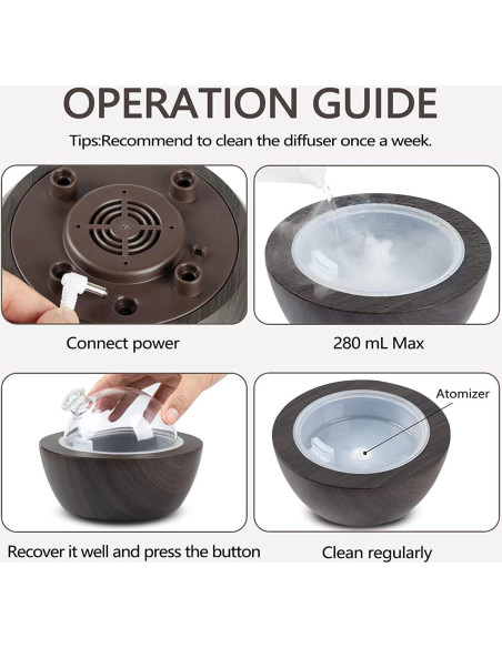 Difusor de Aceite Esencial XANAPHIA 280ml Vidrio Negro LED Difusor de Aceite Esencial XANAPHIA 280ml Vidrio Negro LED
