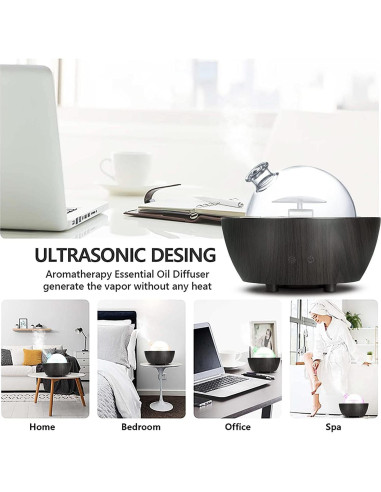 Difusor de Aceite Esencial XANAPHIA 280ml Vidrio Negro LED