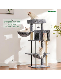 Árbol para Gatos Gitelsnour 109.9 cm con Hamaca y Rascador 2