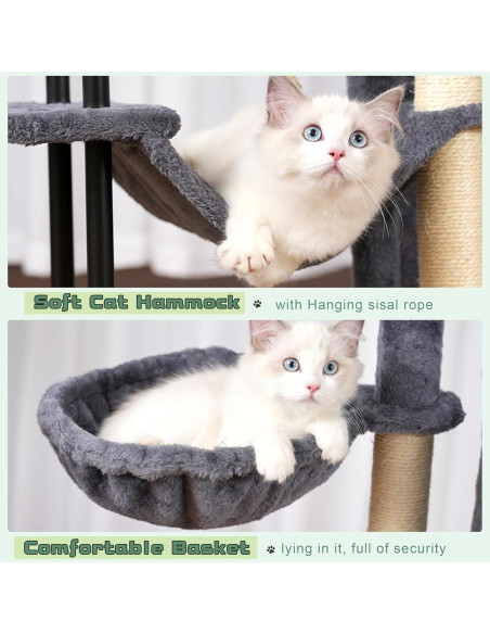 Árbol para Gatos Gitelsnour 109.9 cm con Hamaca y Rascador