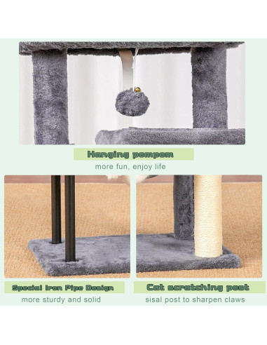Árbol para Gatos Gitelsnour 109.9 cm con Hamaca y Rascador
