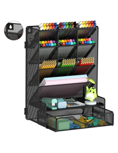 Organizador de escritorio BOHDK negro con cajón y 9 compartimentos