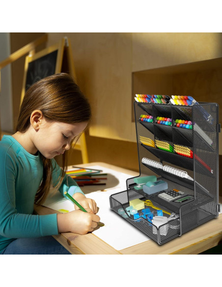 Organizador de escritorio BOHDK negro con cajón y 9 compartimentos