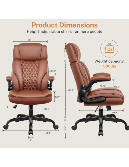 Silla de Oficina Ejecutiva BestGlory con Soporte Lumbar Marrón