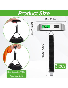 Escala Digital de Equipaje Jeffbaubl 50 kg con Pantalla LCD 2