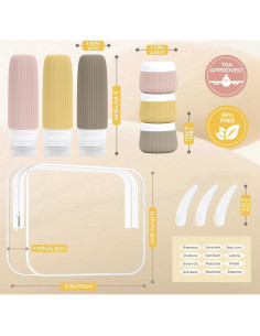 Set de Botellas de Viaje YIIMER 6 Piezas Aprobadas por TSA 2