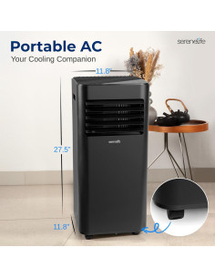 Aire Acondicionado Portátil SereneLife 8000 BTU 3 en 1 Negro 2