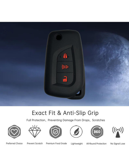 Cubierta de Llave de Silicona Toyota 3 Botones WeemeeLuv Negro