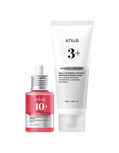 Set Hidratante Facial Anua: Suero Niacinamida + Crema Ceramida