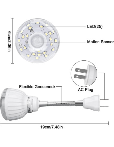 Luz Nocturna LED con Sensor de Movimiento DEKELIY 5W Blanca