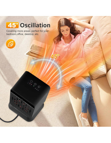 Calentador de Espacio AIDENOEY 1000W Portátil Silencioso Negro