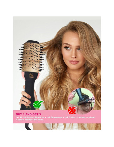 Cepillo Secador de Cabello TWOBARCKER 4 en 1 Iónico 0.56 kg