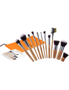 Juego de 12 Brochas de Maquillaje EmaxDesign con Mango de Bambú 2