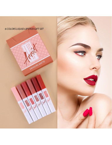 Set de Labiales Líquidos Mate HUDABABY - 6 Colores Duraderos