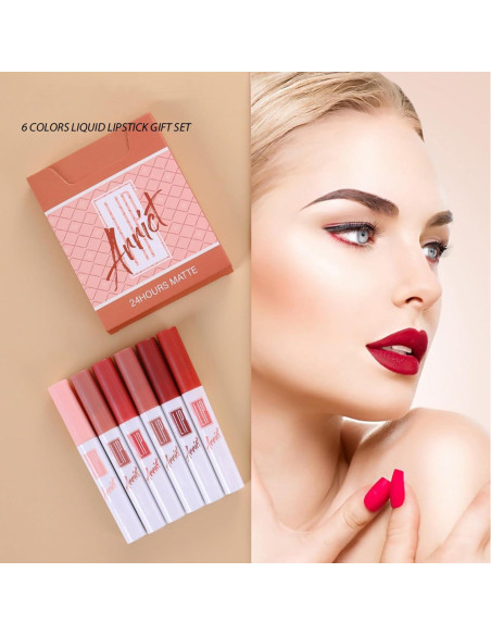 Set de Labiales Líquidos Mate HUDABABY - 6 Colores Duraderos Set de Labiales Líquidos Mate HUDABABY - 6 Colores Duraderos