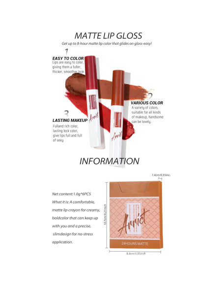 Set de Labiales Líquidos Mate HUDABABY - 6 Colores Duraderos Set de Labiales Líquidos Mate HUDABABY - 6 Colores Duraderos