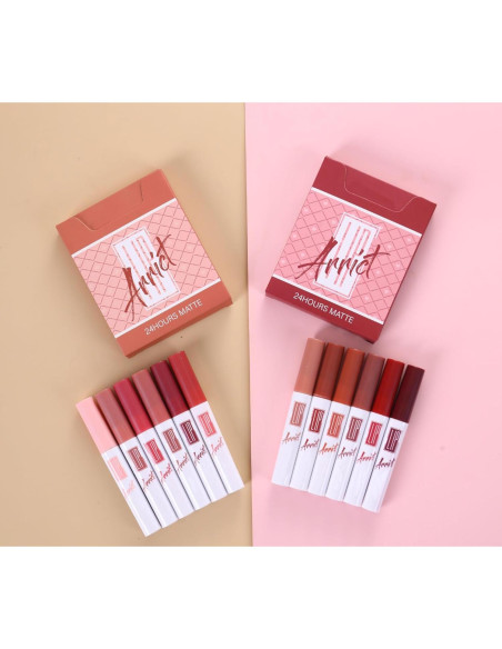 Set de Labiales Líquidos Mate HUDABABY - 6 Colores Duraderos Set de Labiales Líquidos Mate HUDABABY - 6 Colores Duraderos
