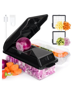 Picador de Verduras X Home 1.6L con 3 Bandejas Aluminio Negro