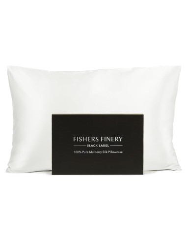 Funda de Almohada de Seda Pura Fishers Finery Estándar 30 mm Blanca