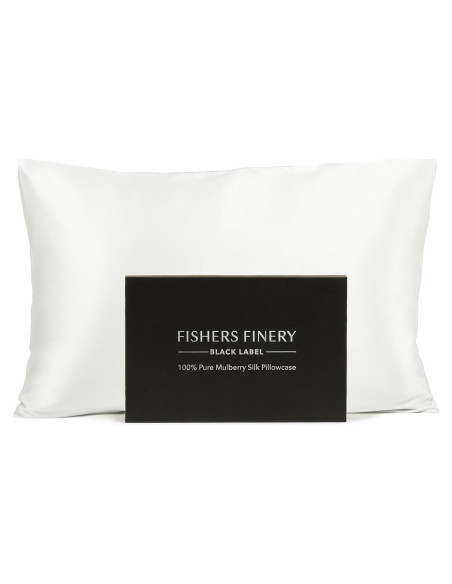 Funda de Almohada de Seda Pura Fishers Finery Estándar 30 mm Blanca