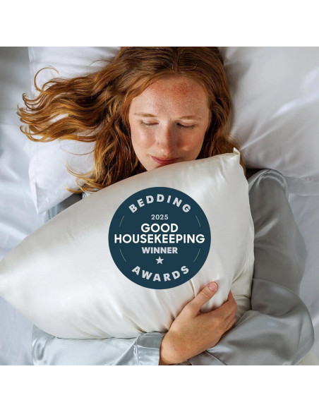 Funda de Almohada de Seda Pura Fishers Finery Estándar 30 mm Blanca