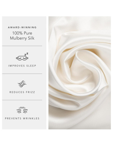 Funda de Almohada de Seda Pura Fishers Finery Estándar 30 mm Blanca