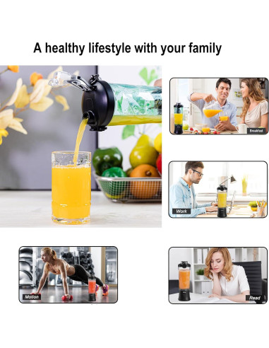 Mezclador Portátil Nikice 600ml USB, Tritura Hielo, Impermeable