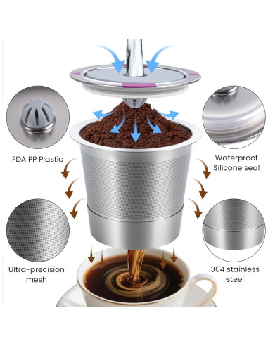 Cápsulas de Café Reutilizables Acero Inoxidable Roogaluckeep - 2 Unidades