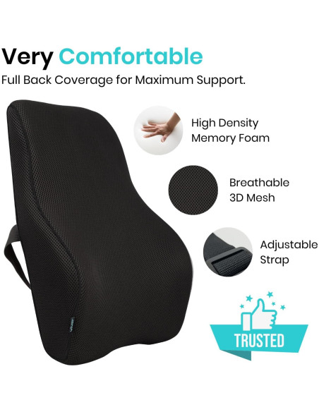 Cojín Lumbar Vive - Espuma Viscoelástica 46x38 cm Negro