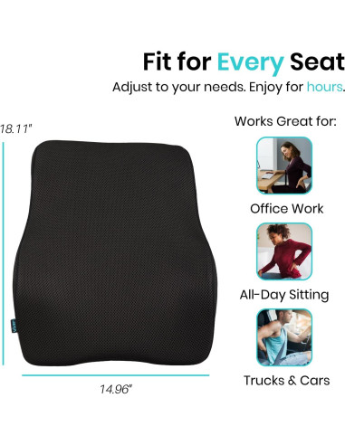 Cojín Lumbar Vive - Espuma Viscoelástica 46x38 cm Negro