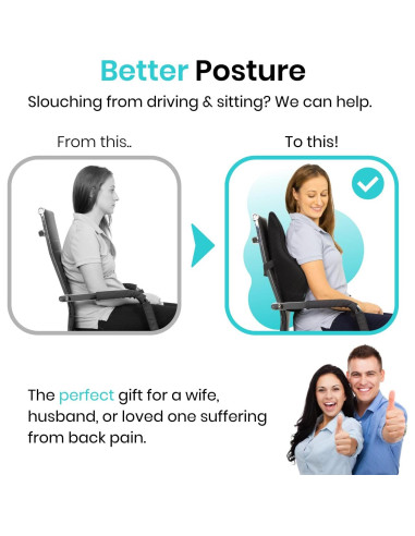 Cojín Lumbar Vive - Espuma Viscoelástica 46x38 cm Negro