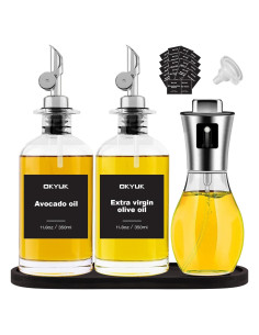 Set de Botellas Dispensadoras de Aceite OKYUK 900ml con Rociador