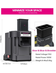 Procesador de Alimentos Eléctrico Lecon Chef 3 en 1 con 3 Cuchillas 2