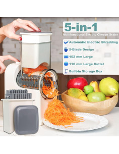 Rallador de Queso Eléctrico AzulHome 5 Cuchillas Multifuncional 2