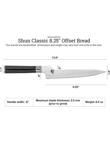 Cuchillo de Pan Dentado Shun Classic 21 cm Acero Damasco