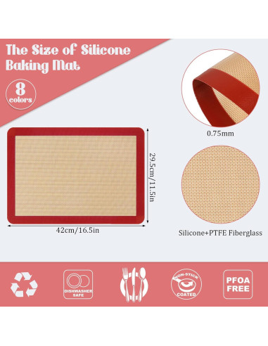 Alfombrillas de Hornear de Silicona Nuanchu 8 Piezas 42x29.5cm