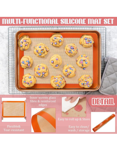 Alfombrillas de Hornear de Silicona Nuanchu 8 Piezas 42x29.5cm