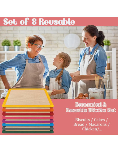 Alfombrillas de Hornear de Silicona Nuanchu 8 Piezas 42x29.5cm