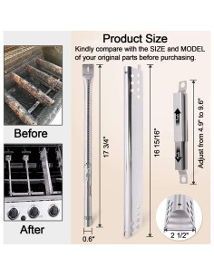 Kit de Repuesto para Parrilla Charbroil 4 Quemadores Acero Inoxidable 2