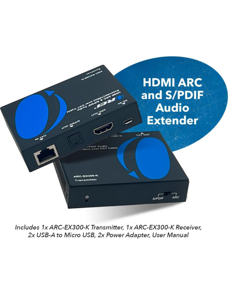 Extensor de Audio HDMI ARC OREI ARC-EX300-K hasta 91.44m